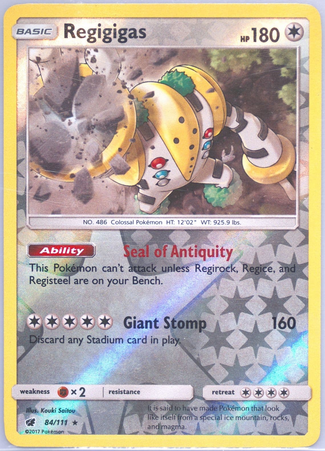 Regigigas-Reverse Foil (84) 2017 Pokemon Sun & Moon Crimson Invasion