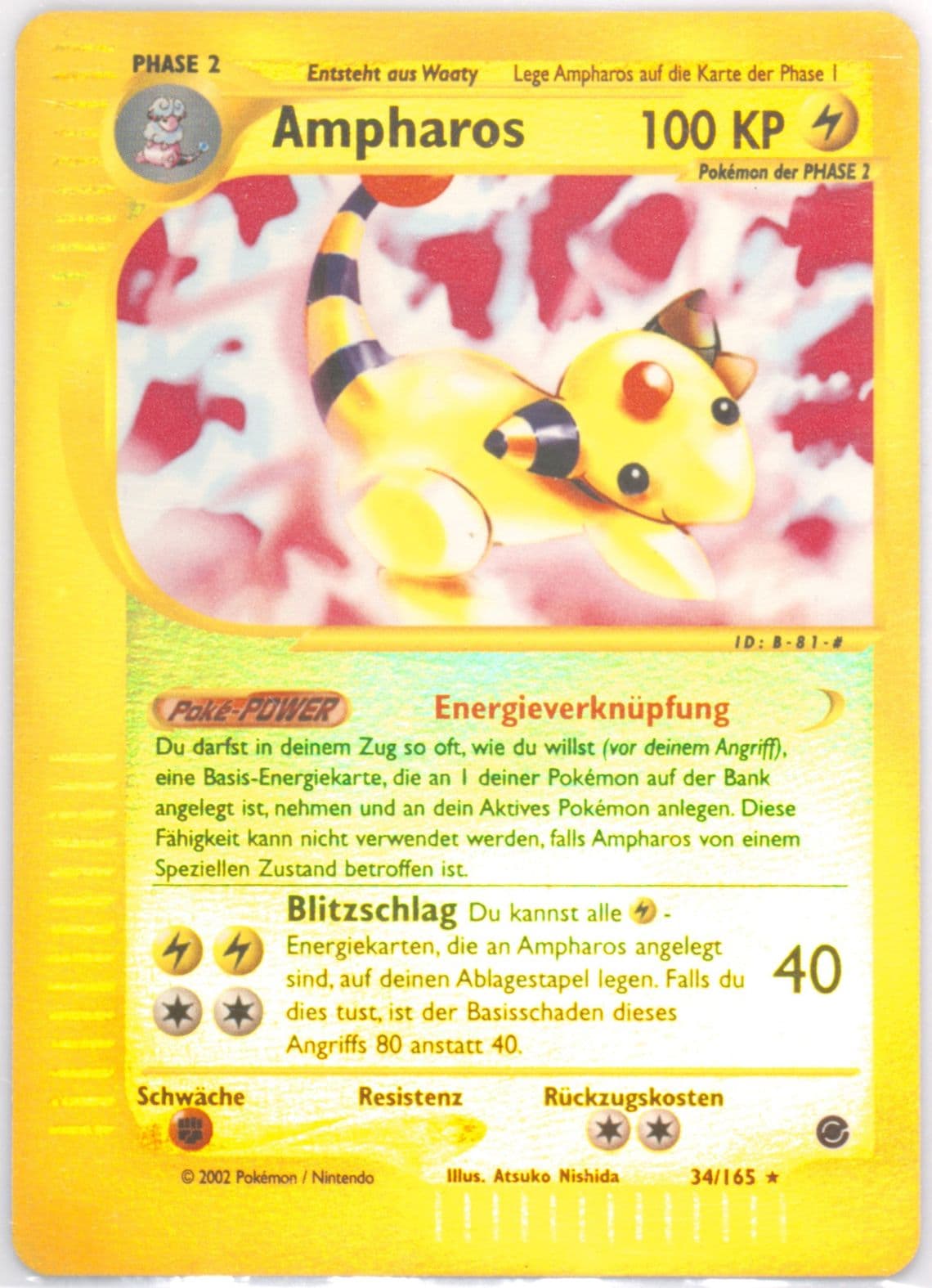 Ampharos-Reverse Foil German (34) 2002 Pokemon Expedition