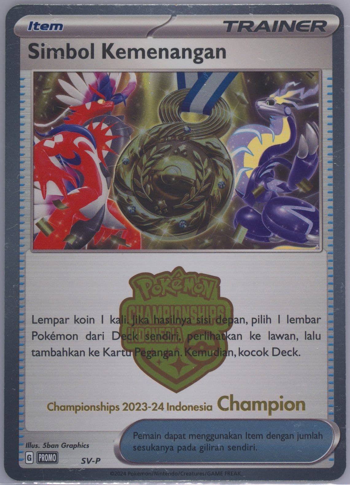 Victory Symbol Championships 2023-2024 Indonesia Champion (SV-P) 2024 Pokemon Indonesian SV-P Promo