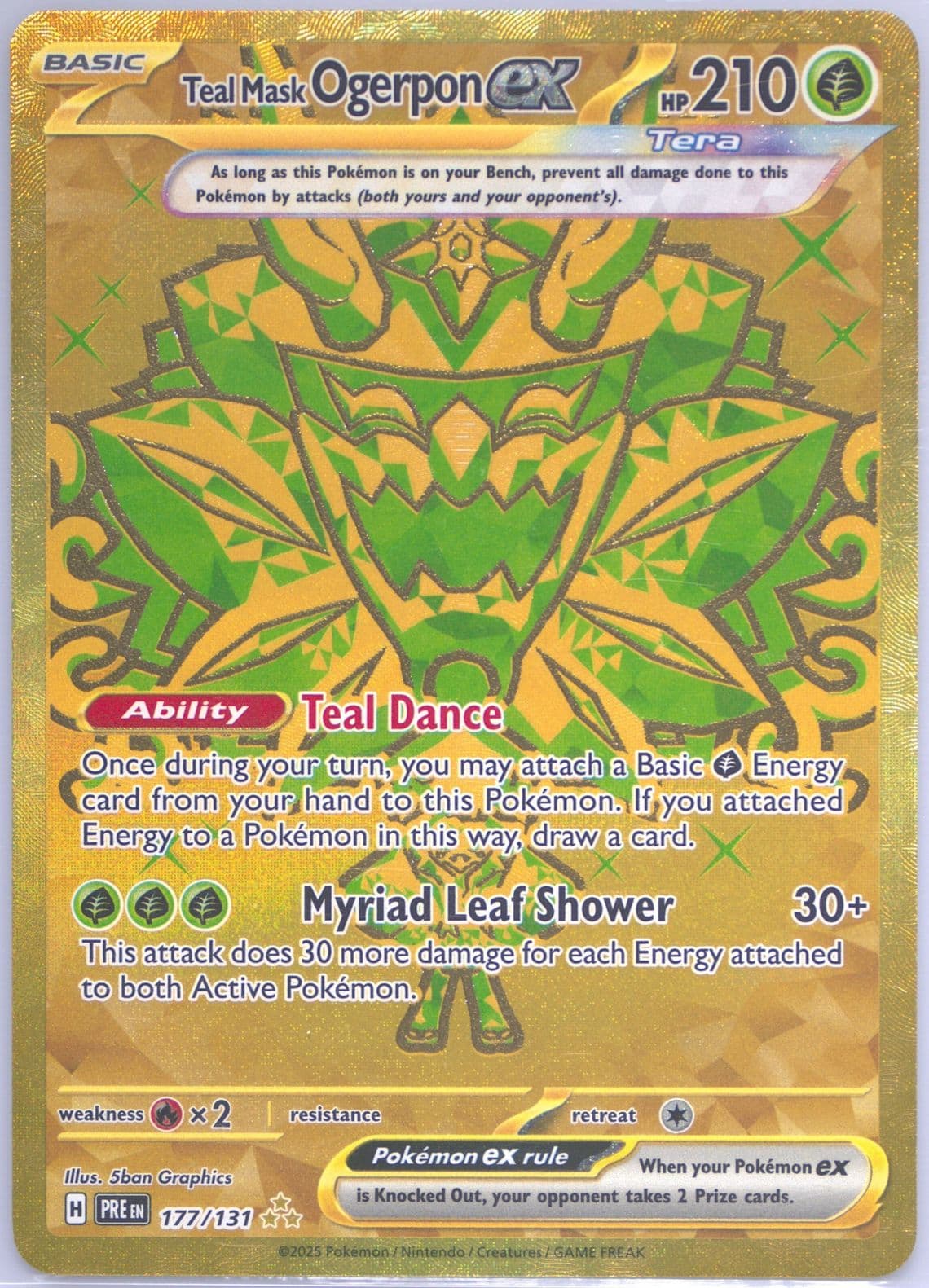 Teal Mask Ogerpon EX Hyper Rare (177) 2025 Pokemon Pre EN-Prismatic Evolutions