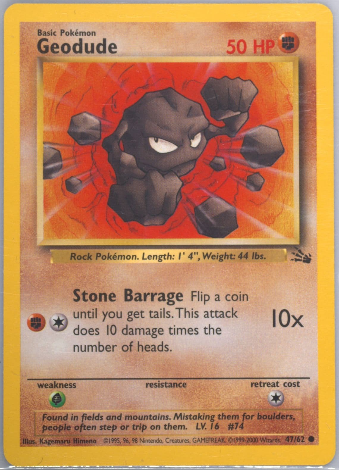 Geodude 1999-2000 Copyright (47) 1999 Pokemon Fossil