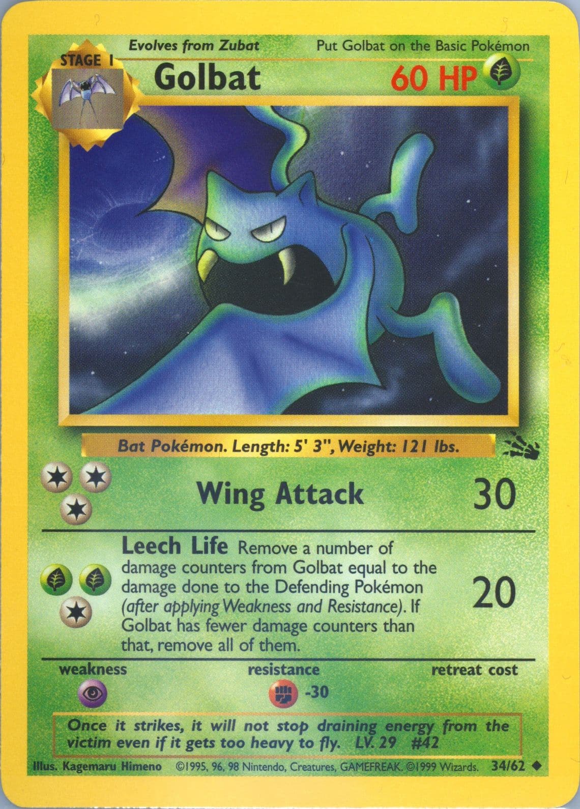 Golbat (34) 1999 Pokemon Fossil
