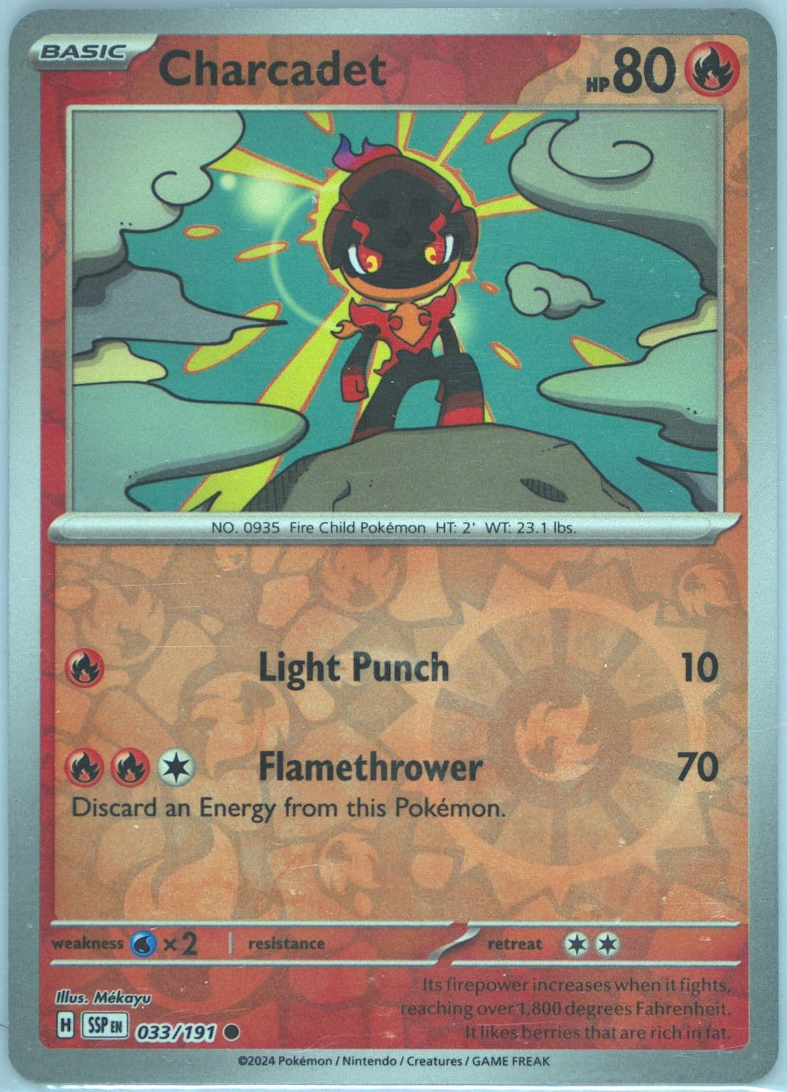 Charcadet Reverse Holo (033) 2024 Pokemon Ssp EN-Surging Sparks