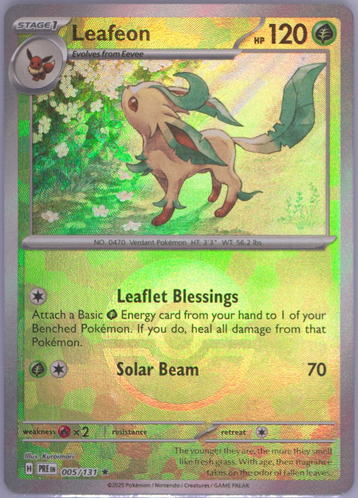 Leafeon Poke Ball Reverse Holo (005) 2025 Pokemon Pre EN-Prismatic Evolutions