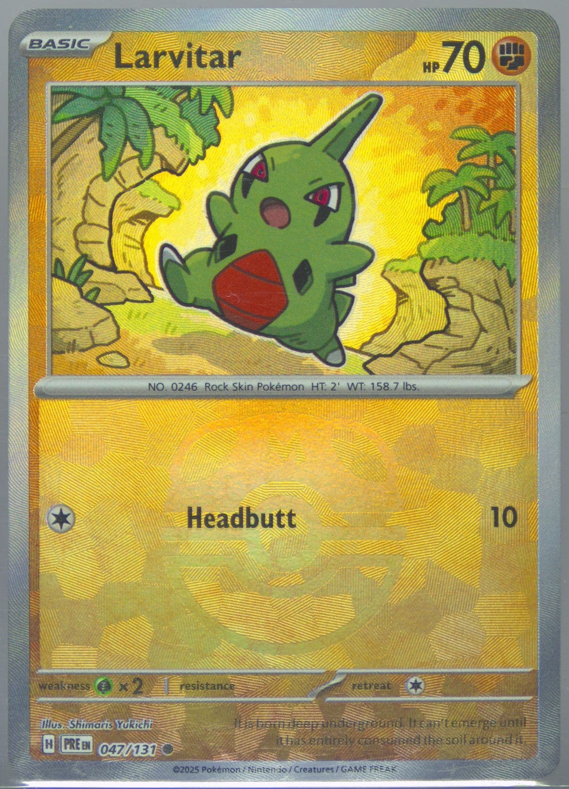 Larvitar Master Ball Reverse Holo (047) 2025 Pokemon Pre EN-Prismatic Evolutions