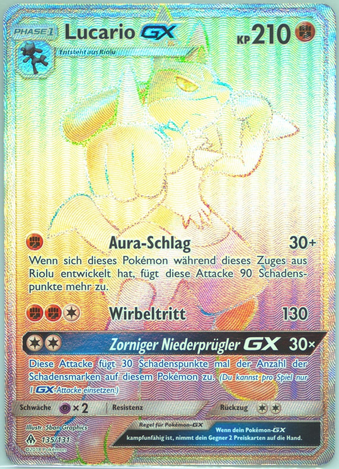 Full Art/Lucario GX German-Secret (135) 2018 Pokemon Sun & Moon Forbidden Light