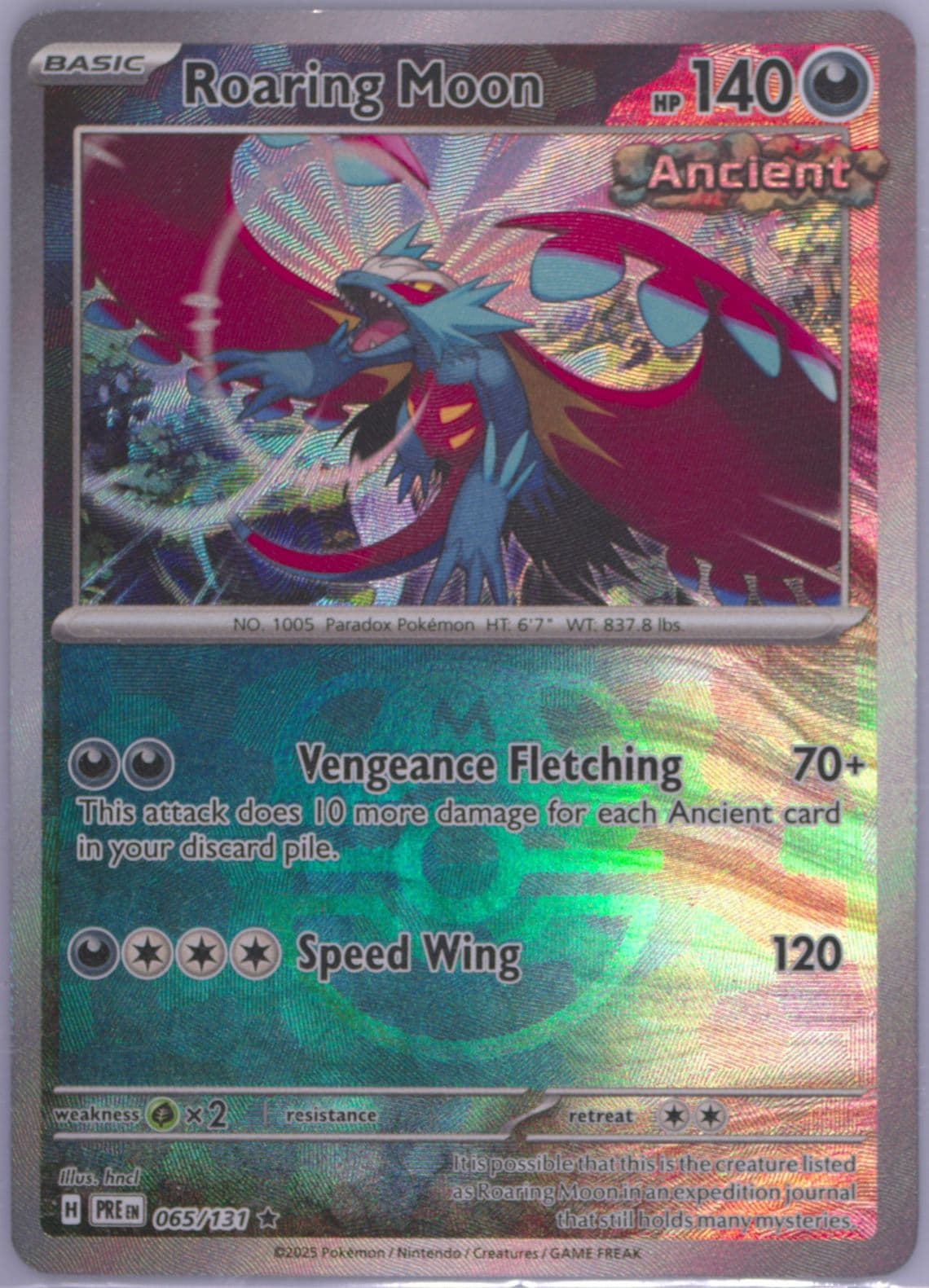 Roaring Moon Master Ball Reverse Holo (065) 2025 Pokemon Pre EN-Prismatic Evolutions