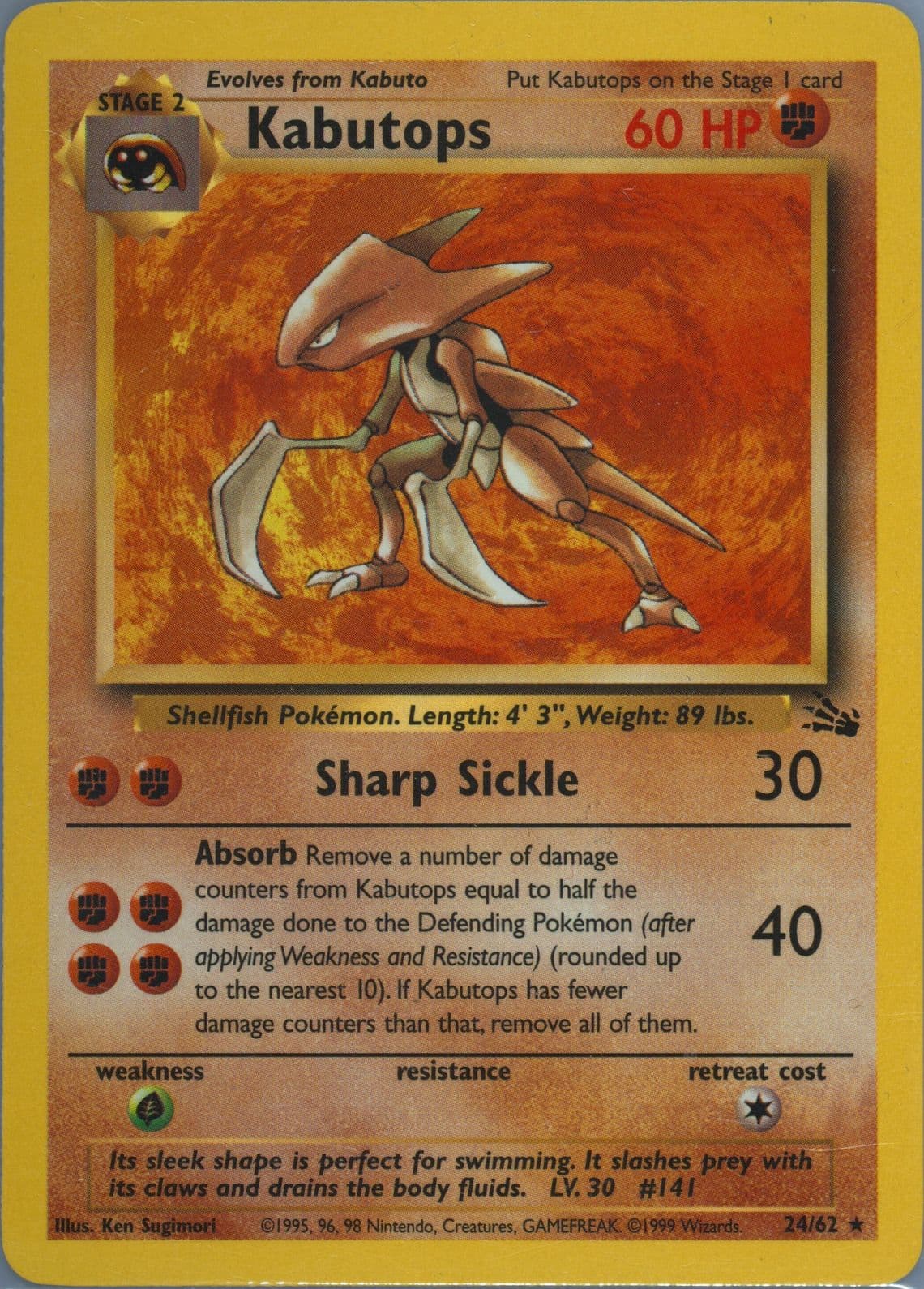 Kabutops (24) 1999 Pokemon Fossil