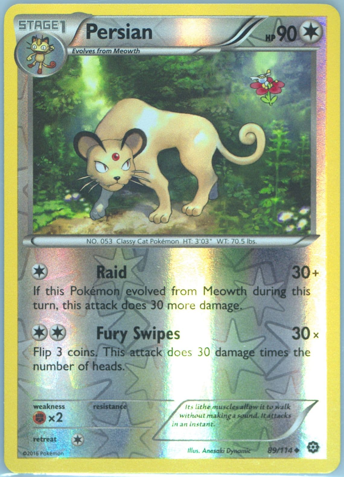 Persian-Reverse Foil (89) 2016 Pokemon XY Steam Siege