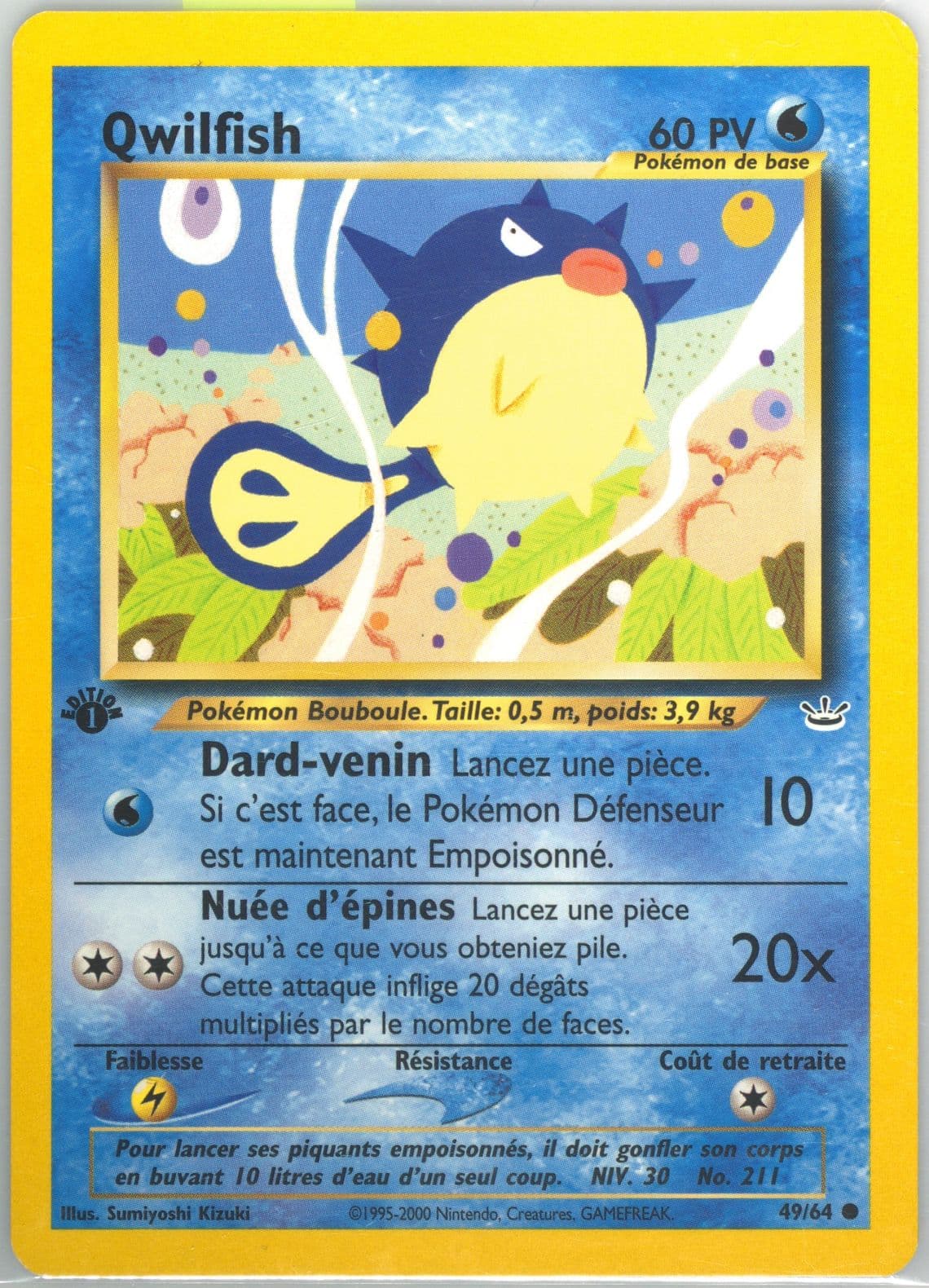 Qwilfish 1st Edition (49) 2002 Pokemon French Neo Revelation