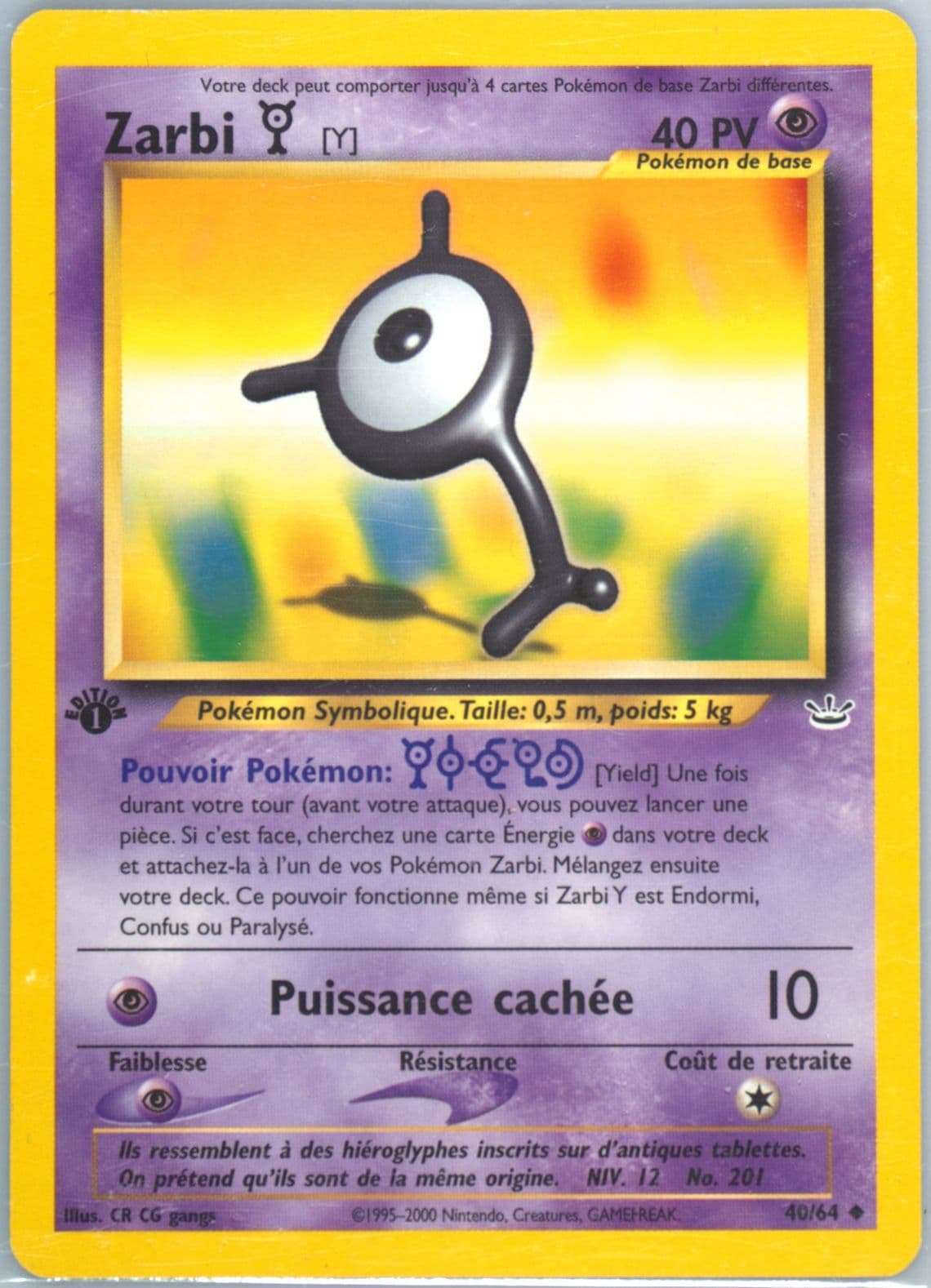 Zarbi Y 1st Edition (40) 2002 Pokemon French Neo Revelation
