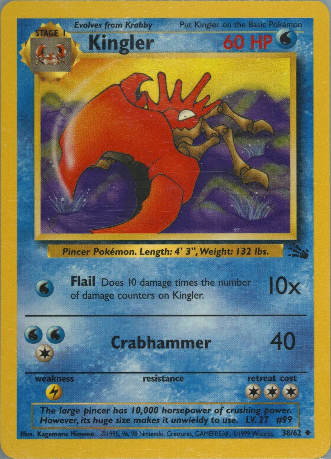 Kingler (38) 1999 Pokemon Fossil