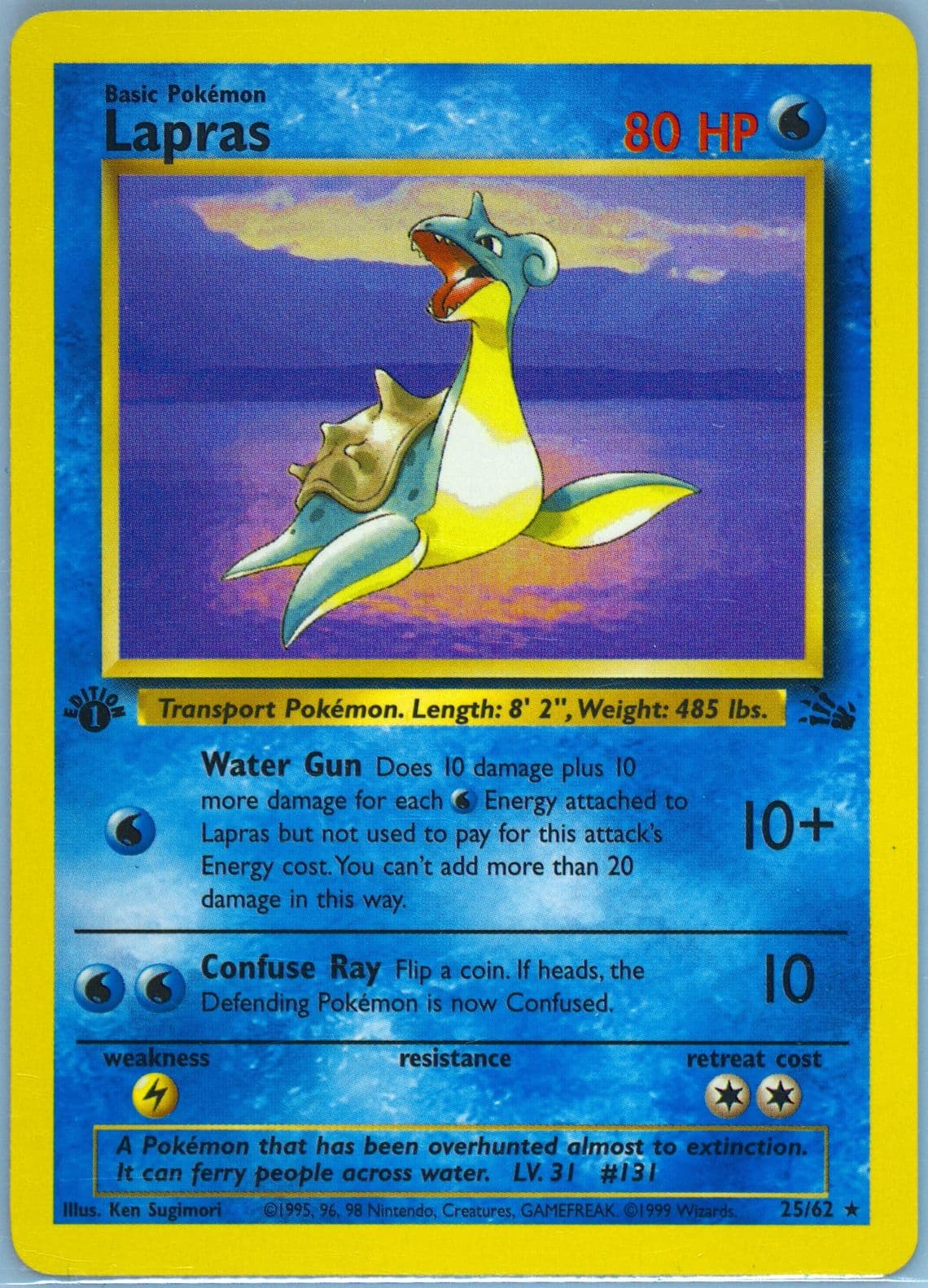 Lapras 1st Edition (25) 1999 Pokemon Fossil