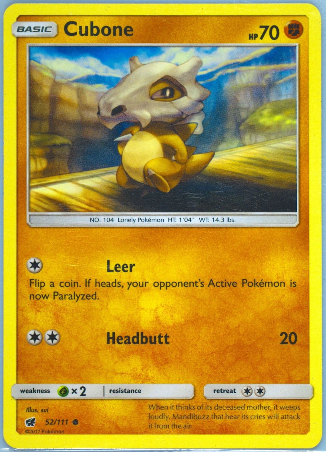 Cubone (52) 2017 Pokemon Sun & Moon Crimson Invasion