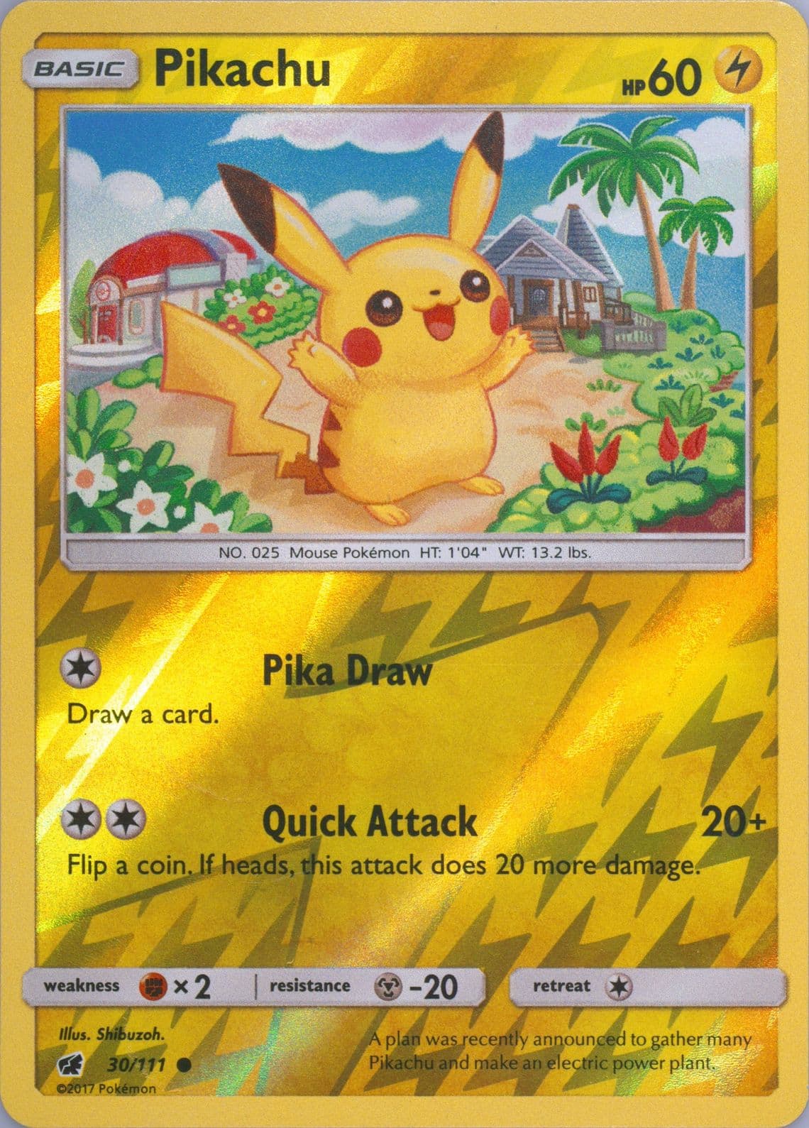 Pikachu-Reverse Foil (30) 2017 Pokemon Sun & Moon Crimson Invasion