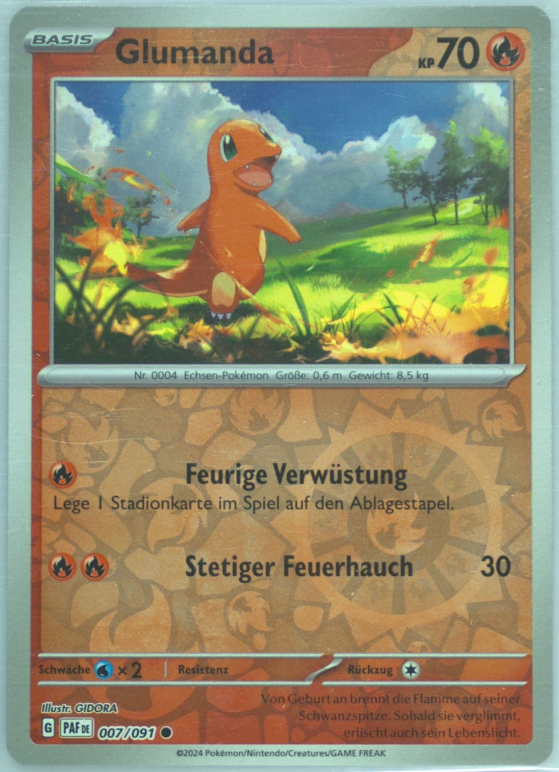 Charmander Reverse Holo (007) 2024 Pokemon German Paf de-Paldean Fates