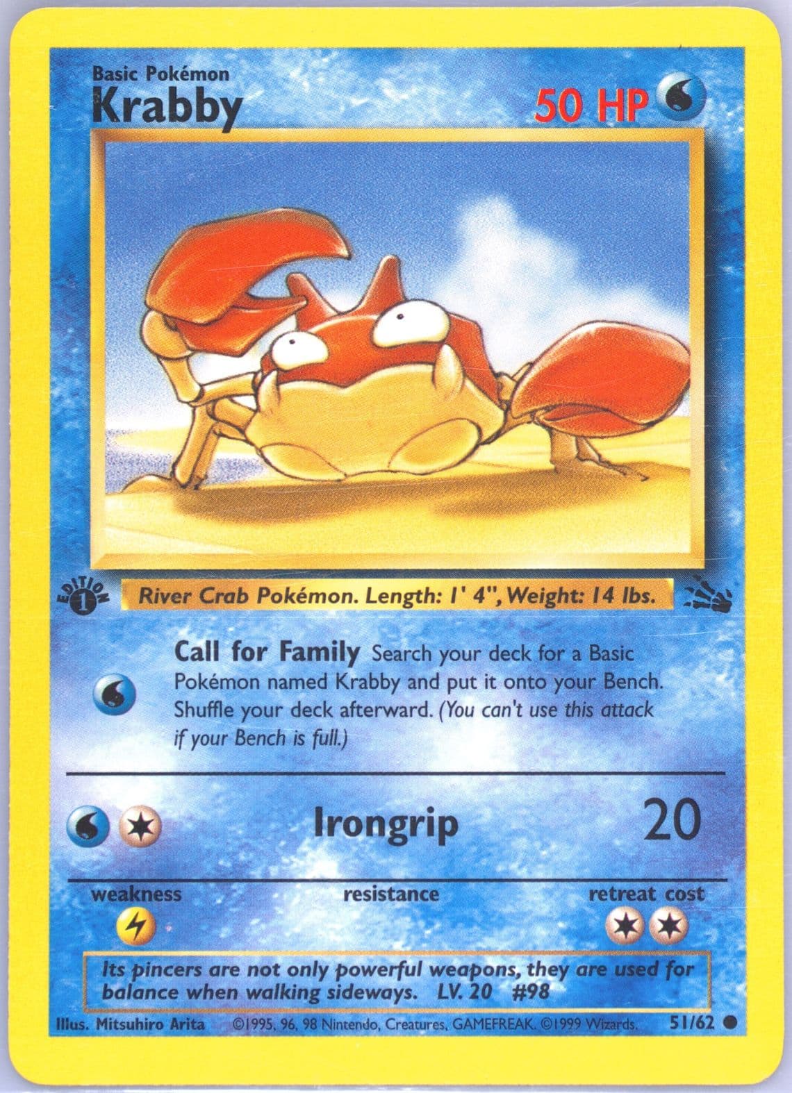 Krabby 1st Edition (51) 1999 Pokemon Fossil