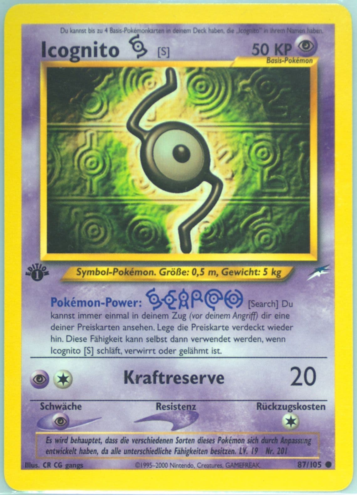 Icognito S German-1st Edition (87) 2002 Pokemon Neo Destiny