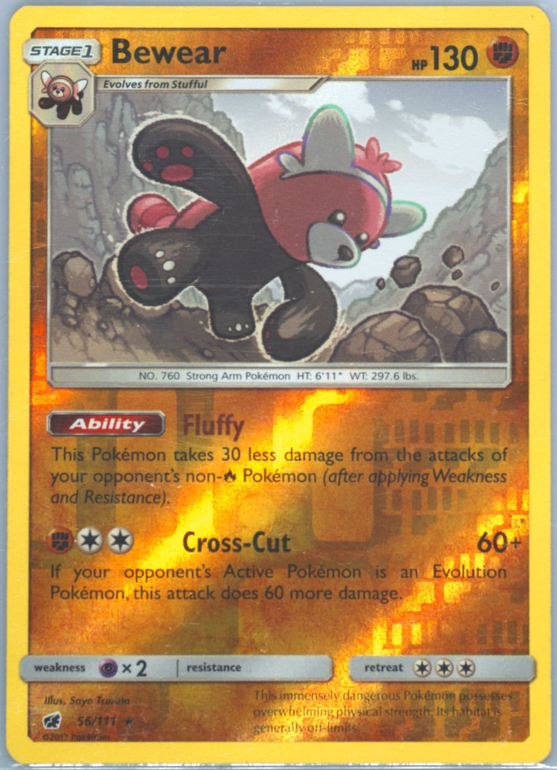 Bewear-Reverse Foil (56) 2017 Pokemon Sun & Moon Crimson Invasion