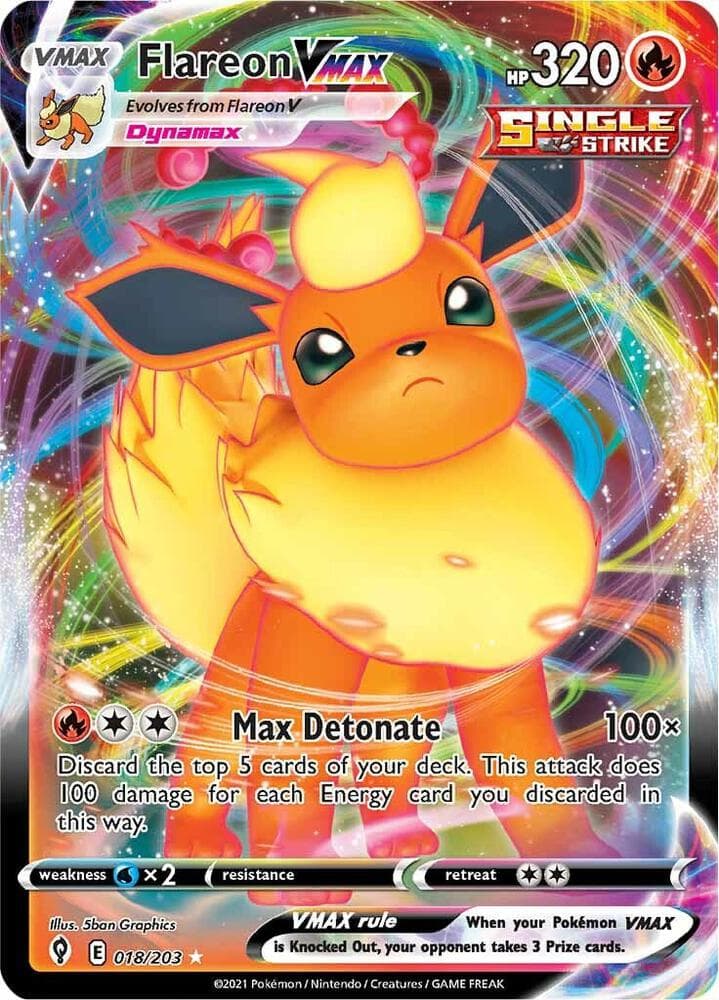 flareon v pokemon card value & Vmax Set - Evolving Skies 018/264 Ultra Rare Lot Fire / 210 / Basic Attack 1 Flareon V SWSH179 - SWSH: