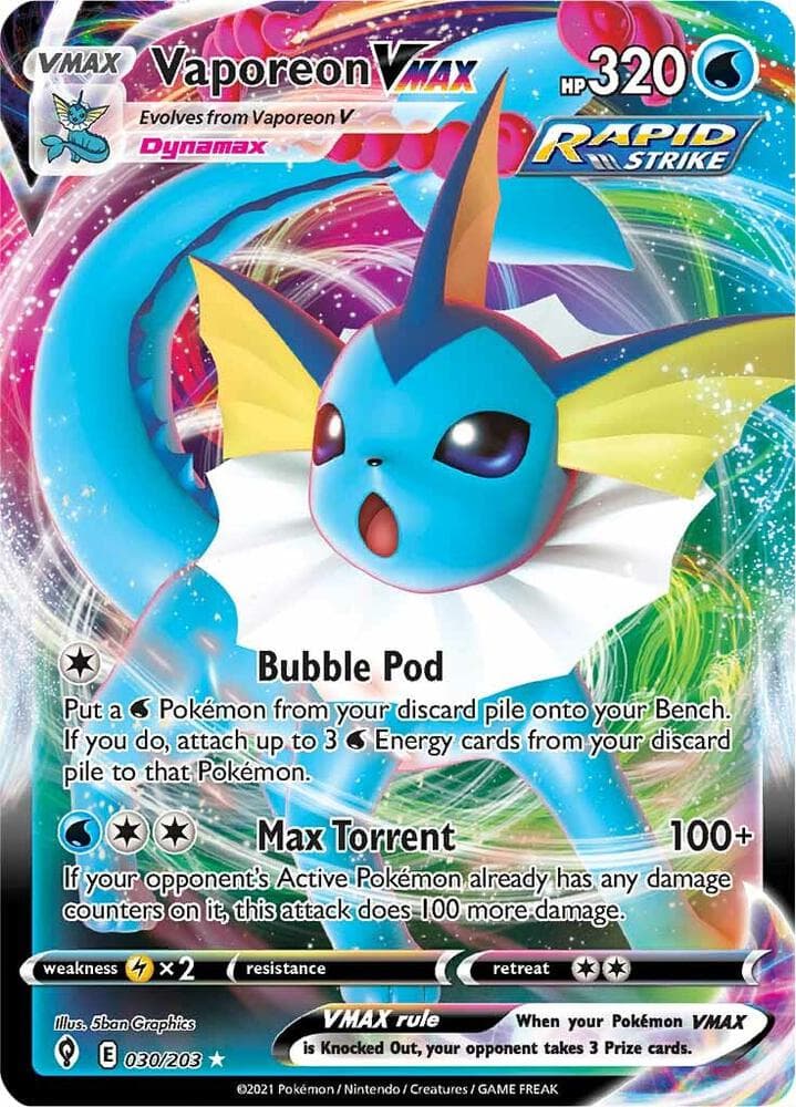 vaporeon v pokemon card value & Vmax Set - Evolving Skies 030/264 - Ultra Rare Lot Shield Promo Cards Singles Vaporeon Card Prices & Value