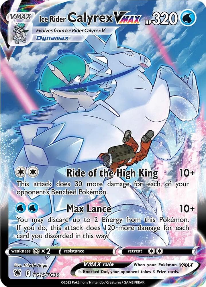 pokemon card ice rider calyrex vmax gold (046/198) GoldenFishGames Colorless Retreat Cost Ice Rider Calyrex VMAX Alternate