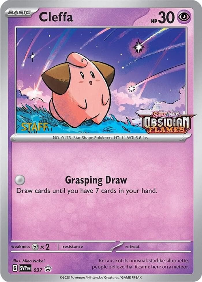 202 197 pokemon card Cleffa 202/197 Obsidian Flames (Ungraded) Display Case CardAura RarityIllustration Rare Hit Points30 HP Unknown Grasping Draw Draw cards until you have 7 cards in your hand. Cleffa Illustration Rare (202) 2023