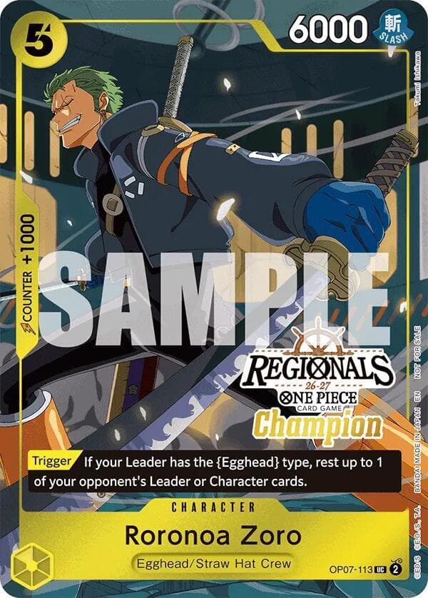 Roronoa Zoro (113) (Regionals Champion Card Set 26-27)